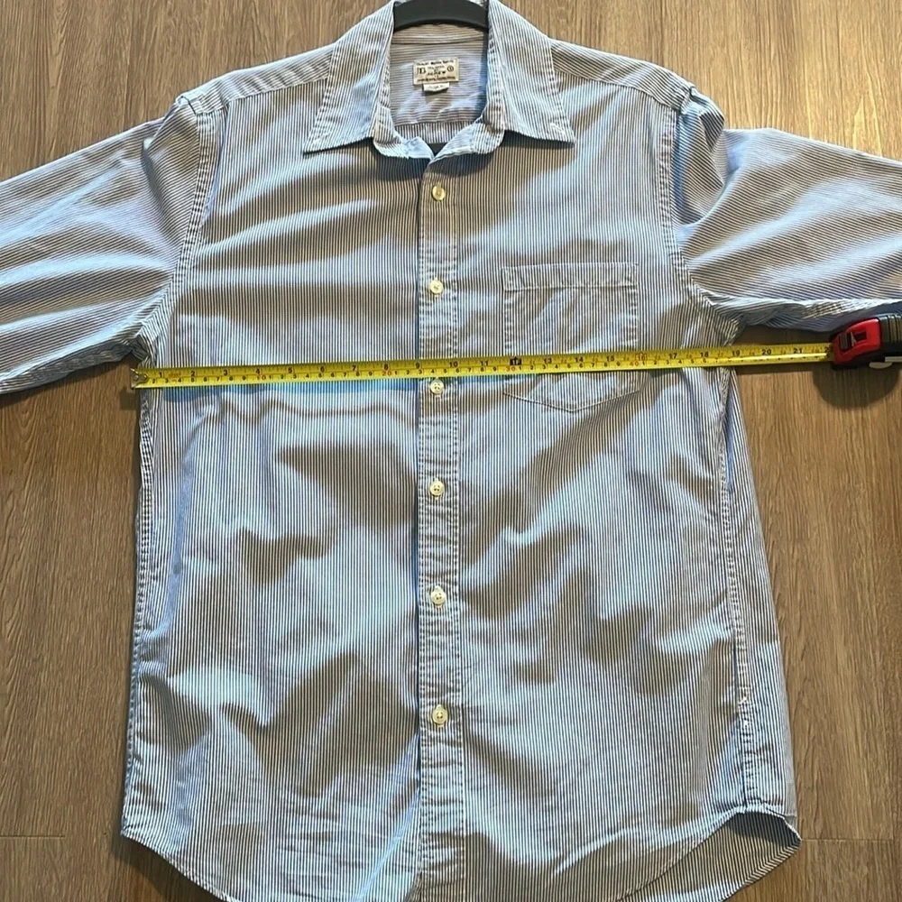 J. Crew Men Light Blue Pinstripe 100% Cotton Button Front Shirt Vintage Classic